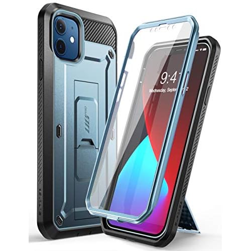 SUPCASE Unicorn Beetle Pro Series Case for iPhone 12 Mini (2020 Release) 5.4 Inch, Built-in Screen Protector Full-Body Rugged Holster Case (Cerulean)