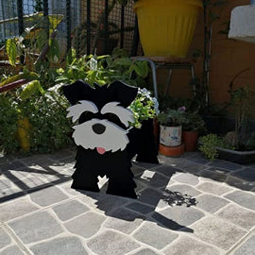 MADEI Cute Dog Planter Plant Pot,Pomeranian Schnauzer Plant Container Rack for Outdoor Indoor Plant Storage Containers for Plants and Stuff (Small,Bla