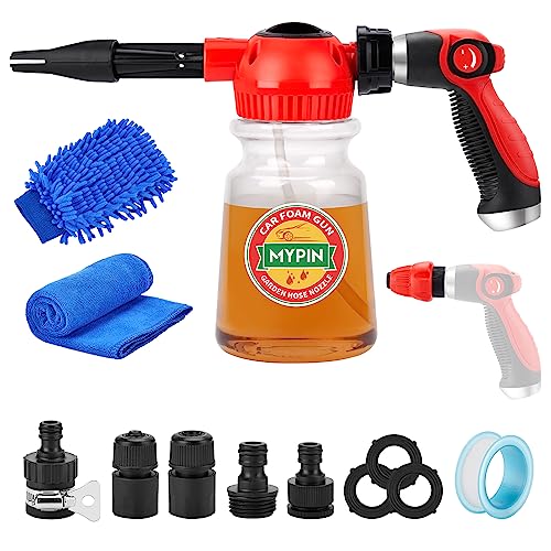 MYPIN 16 in 1 Car Wash Foam Gun, Foam Cannon,Adjustable Hose Wash Sprayer with 2.5 to 6 Bars Foam Blaster,Suitable for Car Cleaning and Garden Use wit
