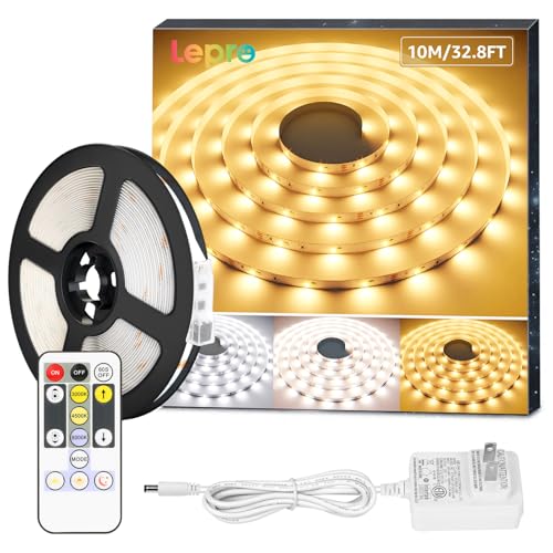 Lepro LED Tunable White Strip Light, Warm to Cool White,32.8ft Dimmable Bright LED Tape Lights, 600 LEDs 2835, Strong 3M Adhesive, Not Cuttable, Suita
