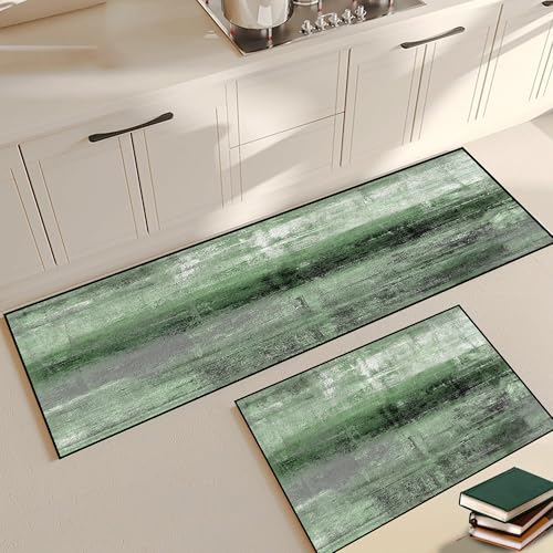 Kitchen Rugs Sets 2 Piece, Abstract Kitchen Runner Rug, Farmhouse Kitchen Rugs and Mats Set, Non-Slip Kitchen Floor Mat for Laundry Room Entryway Hall