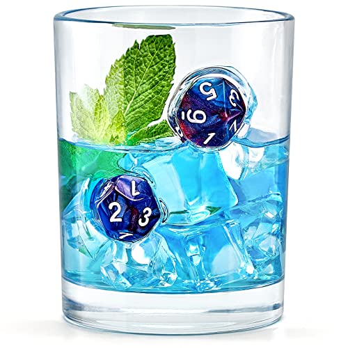 LIIGEMI Whiskey Glasses with Polyhedral dices Embedded, Unique Handmade Design, Rocks Glass 10oz,Whiskey cups Gift for Man（Blue） Blue（Pack of 1�