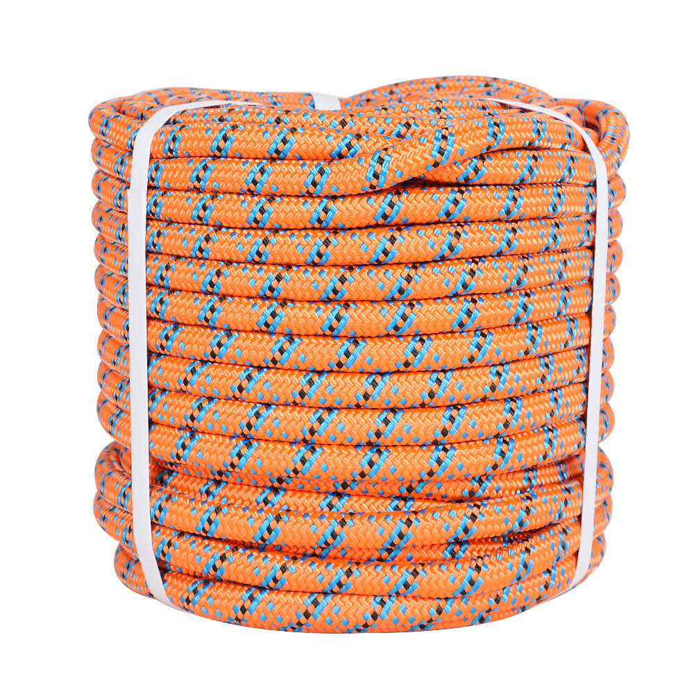 TEMU Bull Rope, 1-2 Inch By 150 Feet 32 Strand High Strength Tree Rope For Flagpole Clothesline Camping Sailing Swings (orange, Blue, & Black,18kn)