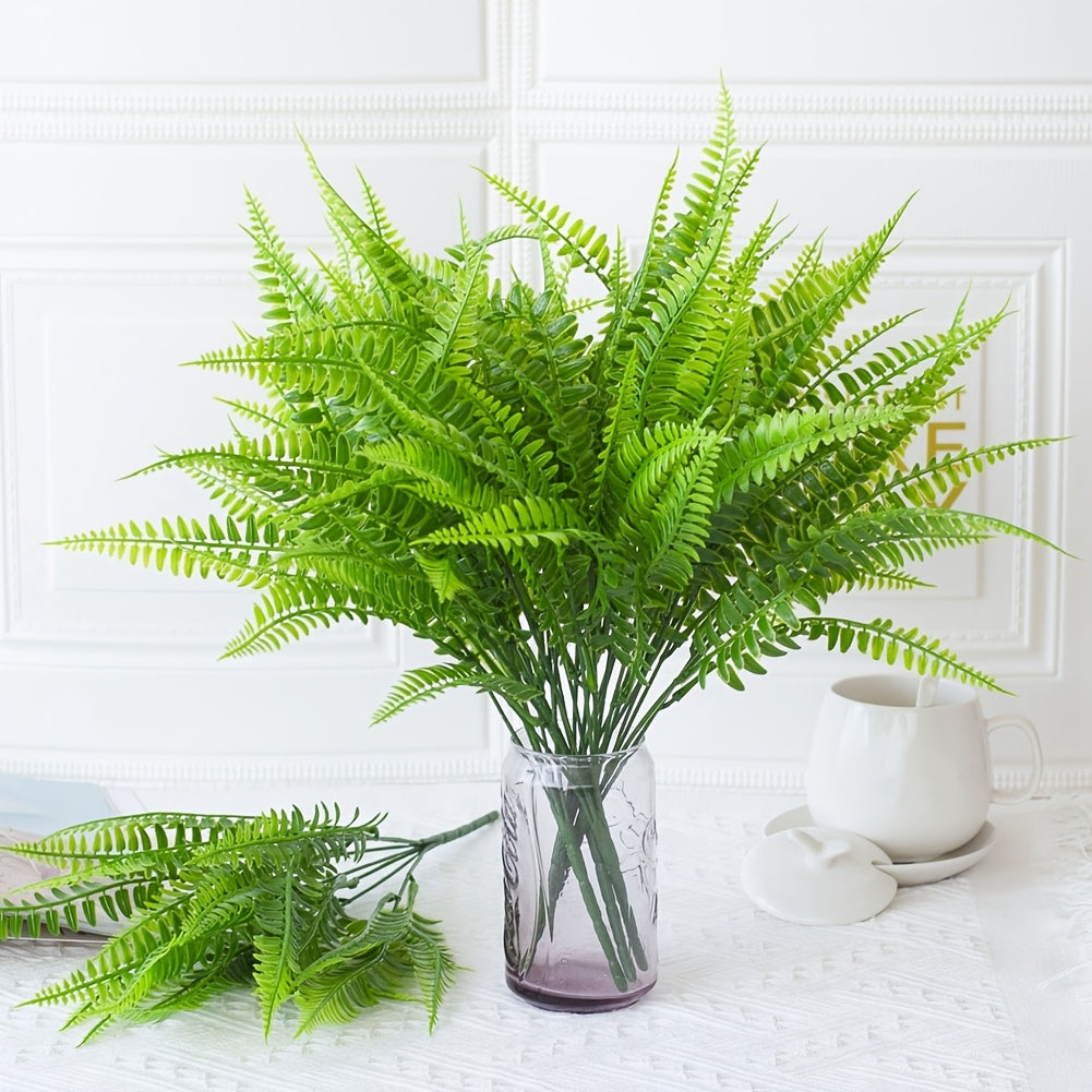 TEMU 8-12pcs Artificial Boston Fake Fern Plants Bushes Decor, 16'' Uv Resistant Plants Bouquet For Outdoors&indoor Greenery Garden Patio Planter