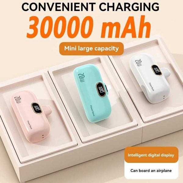 Mini 30000mAh power pack with built-in cable portable phone charger external battery cover power pack suitable for Type-C iPhone hot Y241104