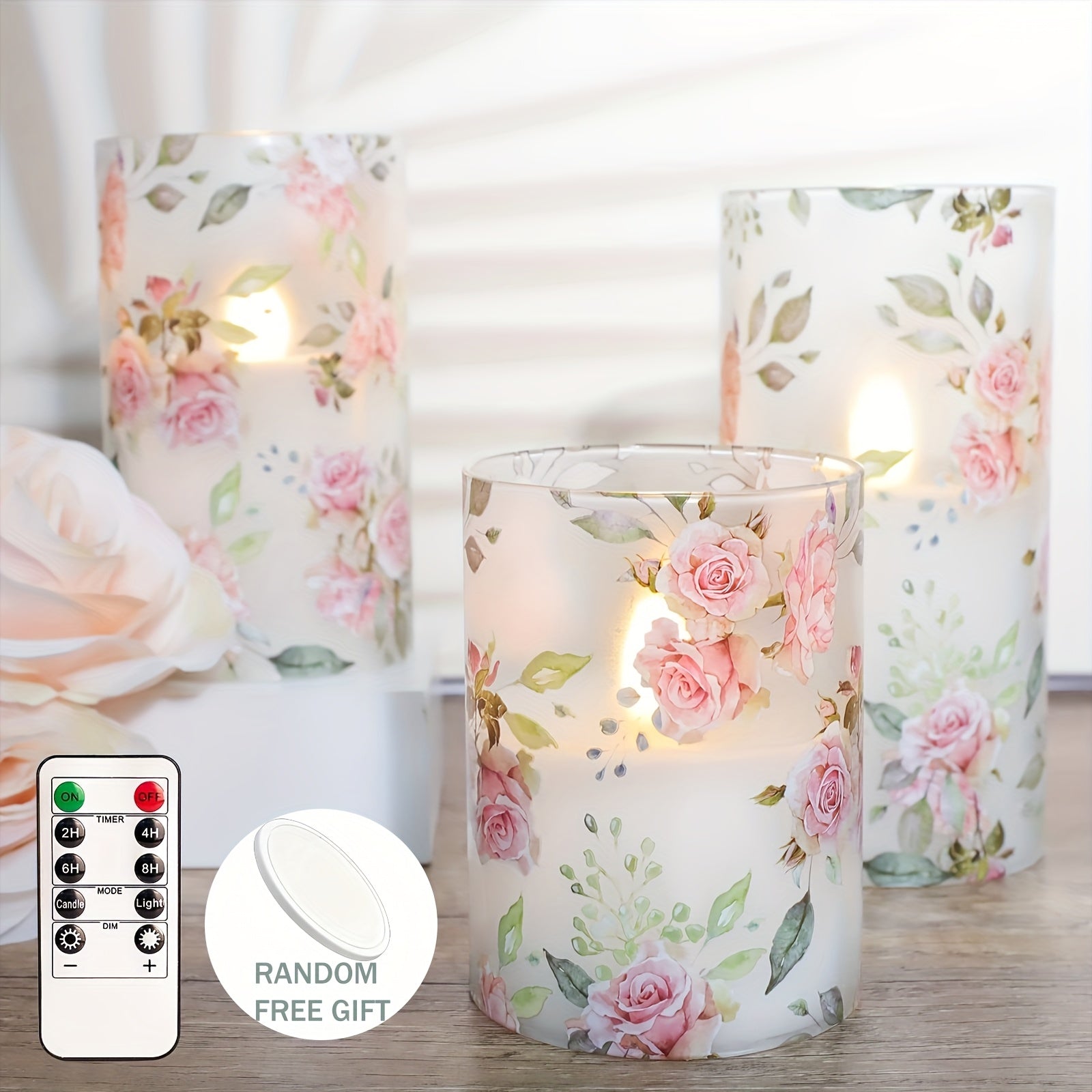 TEMU 3-pack Traditional Pink Flameless Led Pillar Candles With Remote And Timer, Flickering Candle, Decor, Battery Operated, Infrared Sensor, Anime