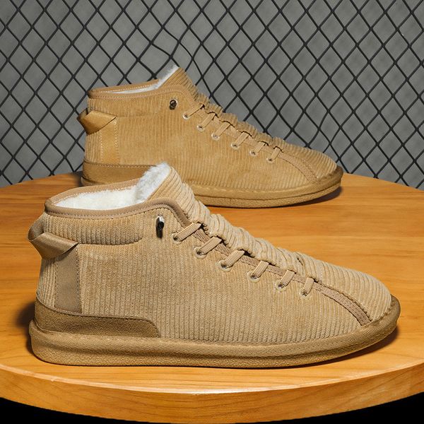 Winter Northern Suede Snow Outdoor Warm High Lift Boots with Fleece, One Step Stepping, Men&#039;s Sleek Lazy Cotton Shoes