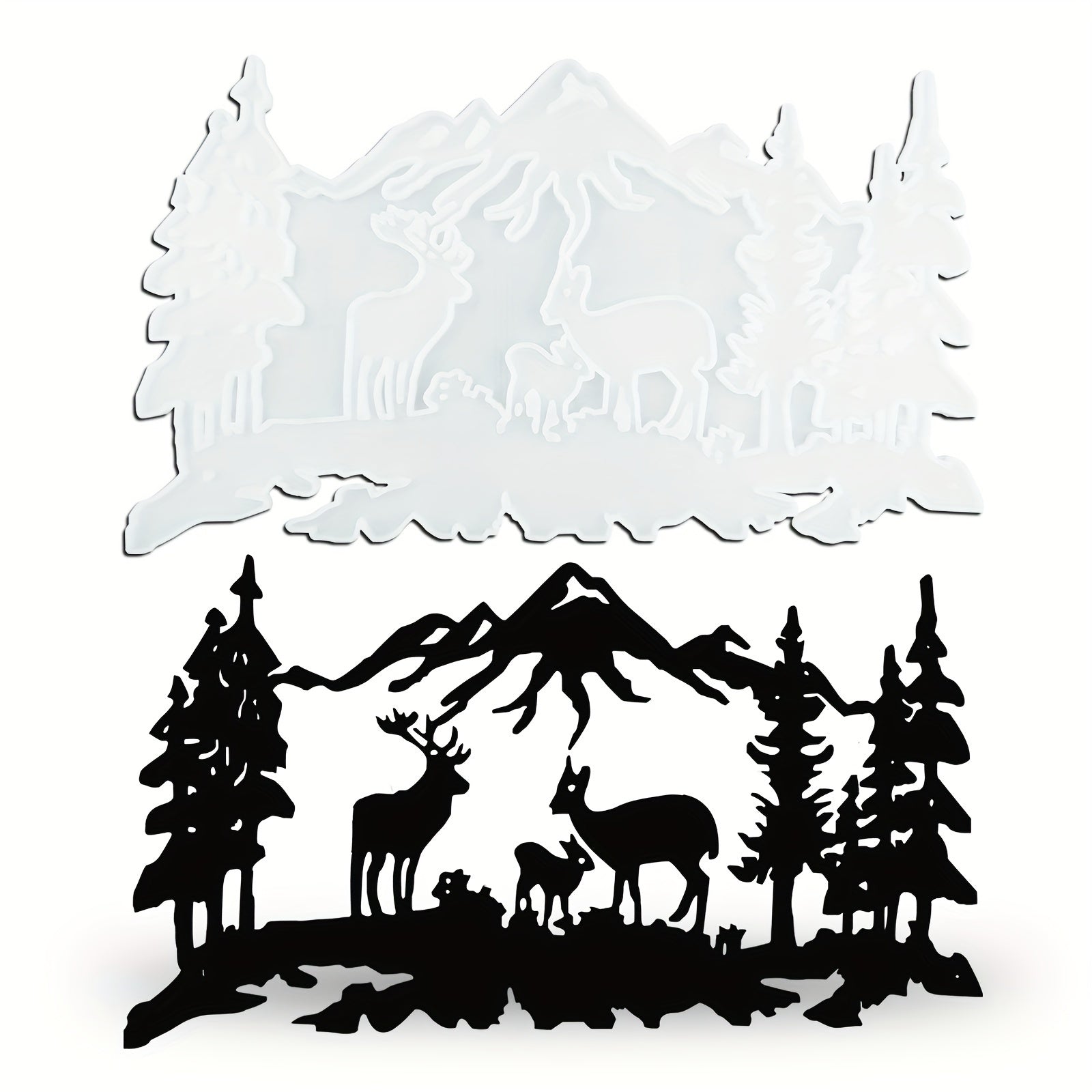 TEMU Deers' Family Wall Decor Resin Mold, Deer Wall Art Silicone Mold For Epoxy Resin Casting, Wall Mount Decor Diy Animal Resin Casting Craft