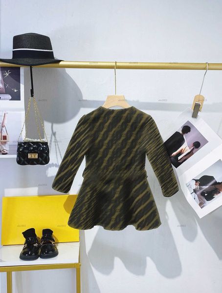 Classics girls dress Gold button trim skirt Long sleeved collar dresses logo printing dresss High quality Belt decoration shirt skirt