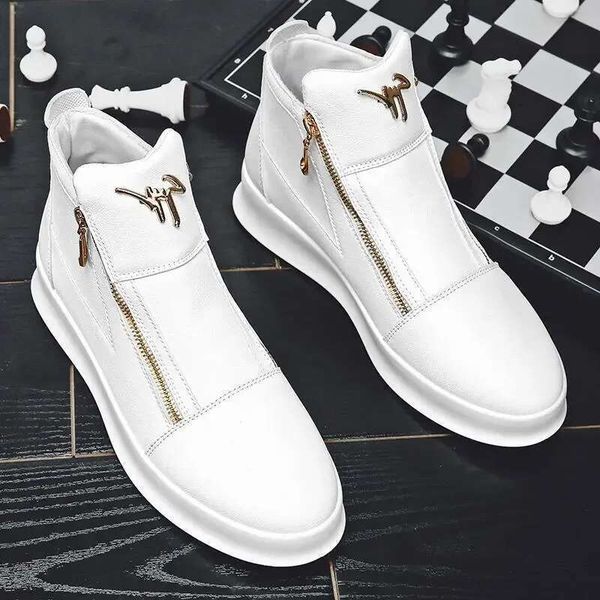 High Top Casual Platform M en&#039;s Sneakers Fashion Zipper Ankle Boots Leather Outdoor Shoe Non Slip Comfortable Shoes for Men