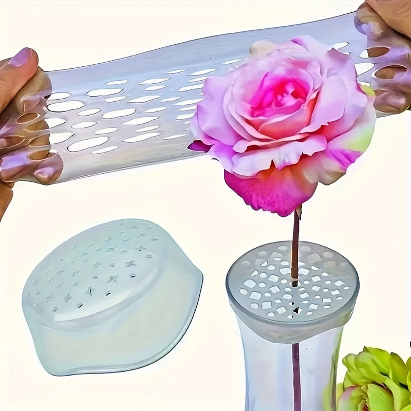 TEMU Versatile Silicone Flower Stem Holder - Waterproof Floral Arranger For Bouquets, Vases & Pen Organization