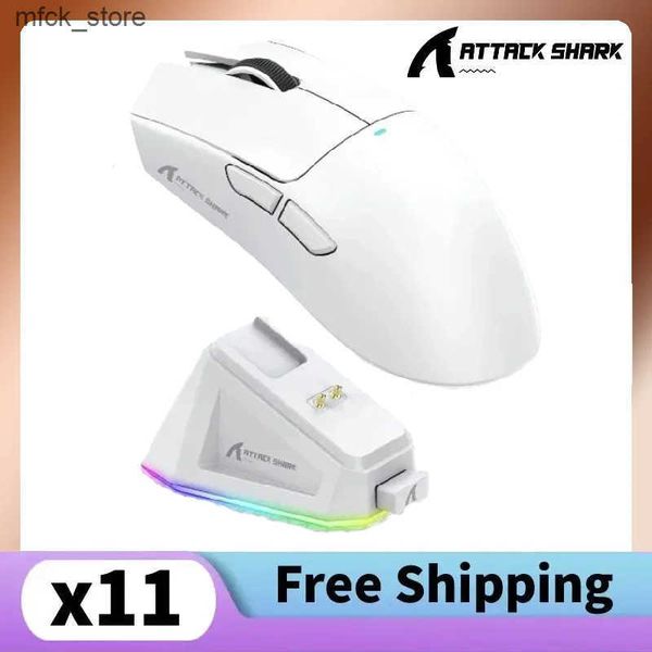 Mice Attack Shark X11 PAW3311 White Bluetooth Triple Mode Connectivity Touch Magnetic Charging Dock Ultra-Light Gaming Mouse J241220