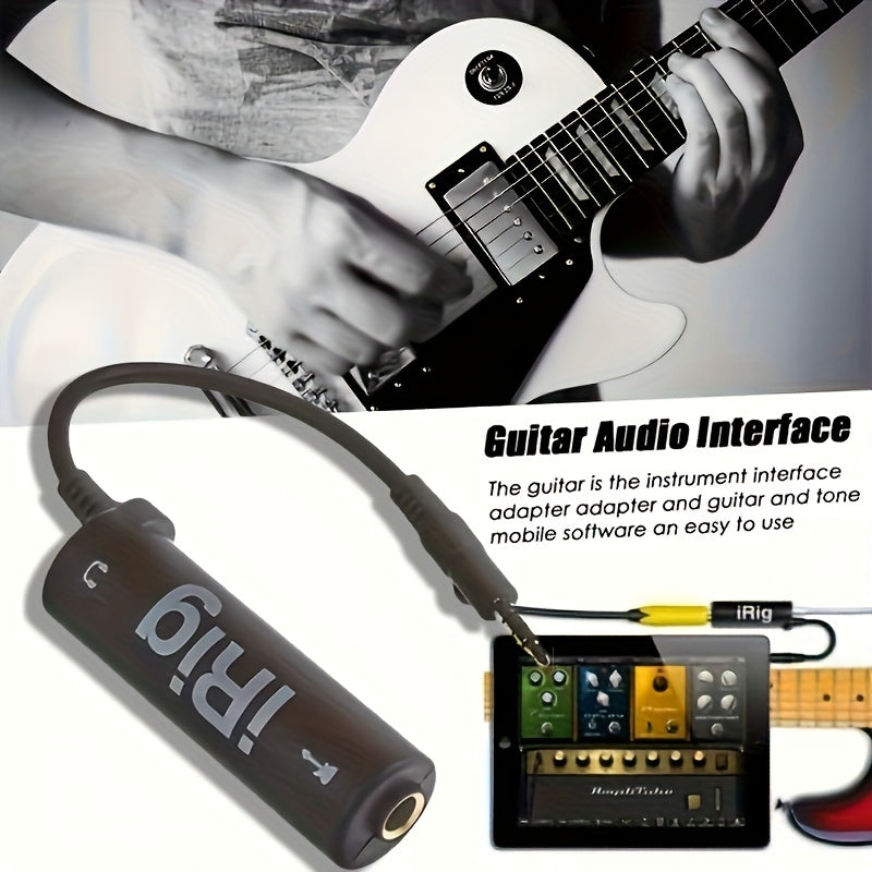 TEMU Guitar Interface I-rig Converter - Black Tablet-compatible Audio Interface & Guitar Tuner With Effects Pedals Real-time Tuning Sturdy