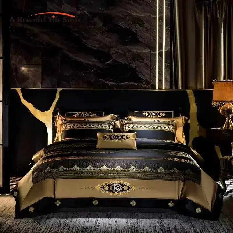 European Style Aristocrat Luxury Embroidery Brocade Egyptian Cotton 4-6-10Pcs Bedding Set Duvet Cover Set Bed Sheet PillowcasesXJ250220