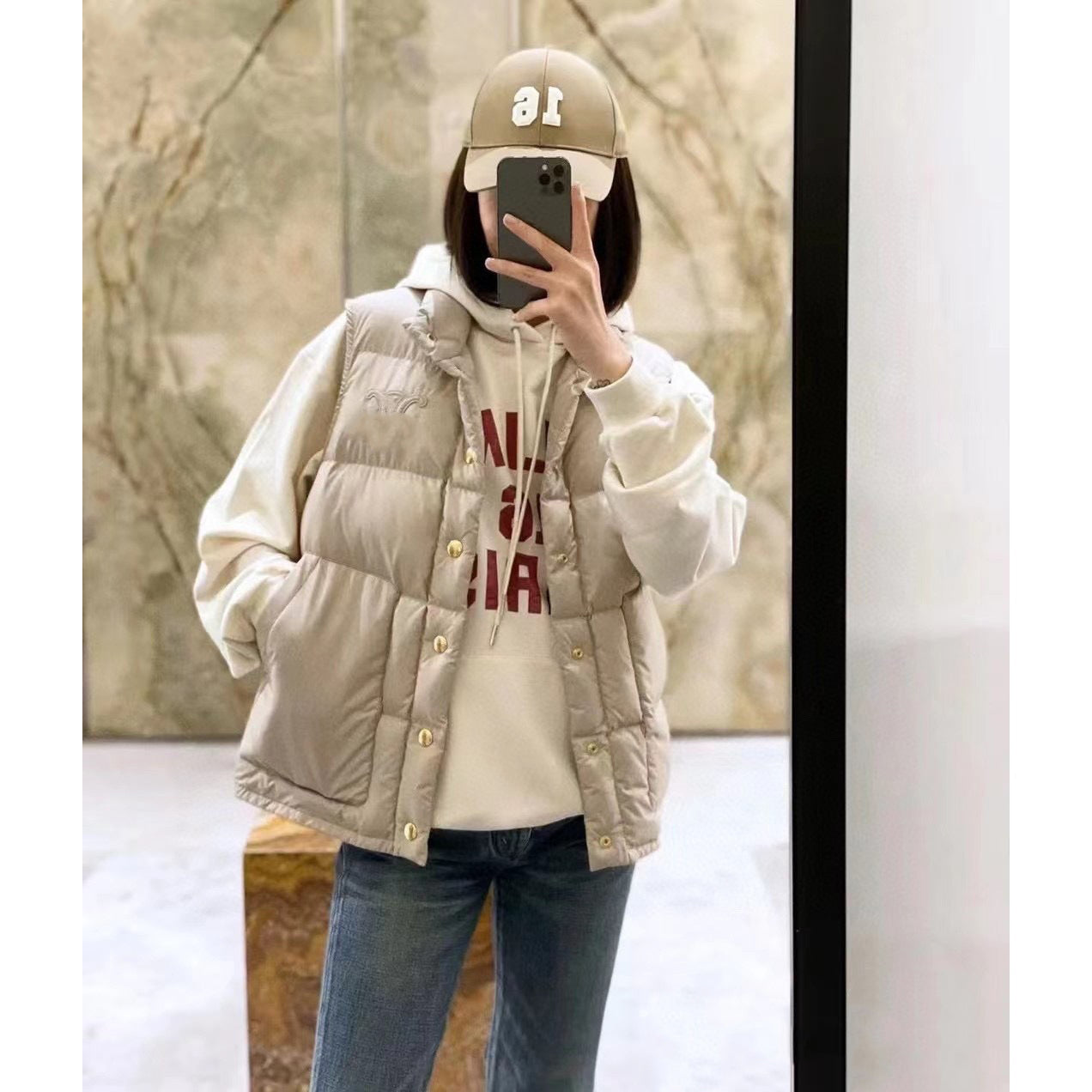 Women&#039;s short tank top stand collar padded waistcoat Lightweight sleeveless puffa jacket warm winter coat