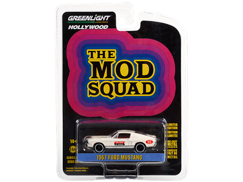 1967 Ford Mustang Fastback Cream 55 Thrill Circus By Karnes "The Mod Squad" (1968-1973) TV Series "Hollywood Series" Release 36 1-64 Diecast Model Ca