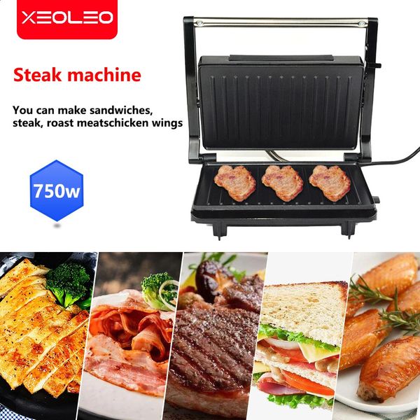 XEOLEO Panini Sand Maker Breakfast Machine Mini Barbecue Sausage Household Burger Toast Steak Grill Cooking Utensils Bread 240725