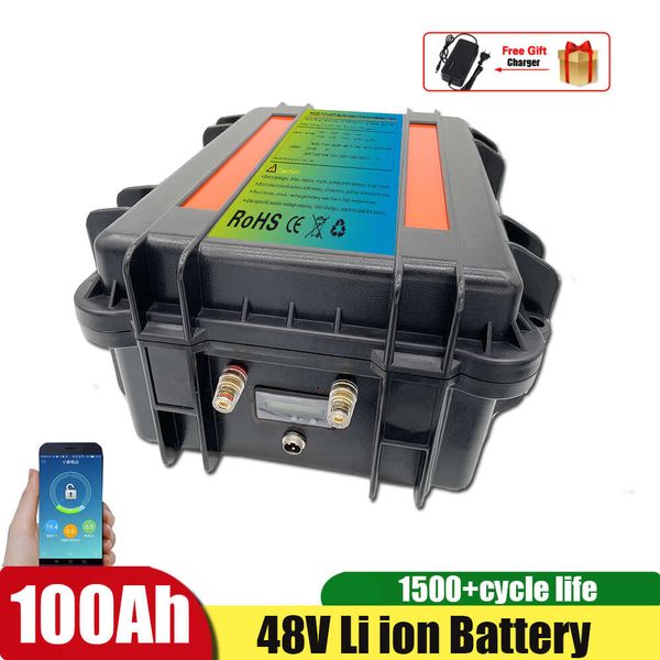 Bateria de íon de lítio 48V 100AH, não 48V 200AH li ion BMS para 4500w scooter bicicleta EV carrinho de golfe inversor solar + carregador 10
