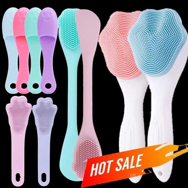 Soft Silicone Facial Cleansing Brush 2 in 1 Silicone Face Mask Brush Face Scrubber For Exfoliating Massaging Remove Blackhead Y240821