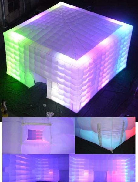 wholesale 8x8x3.8m White Inflatable Cube Tent Cubic Marquee House Square Party Wedding Cinema Building