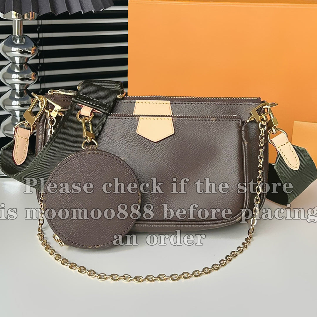 12A All-New Mirror Quality Designer 5 Pieces Multi Pochette Bag Luxurys Womens Canvas Small Handbags Crossbody Shoulder Gold Chain Strap Bags & Coin