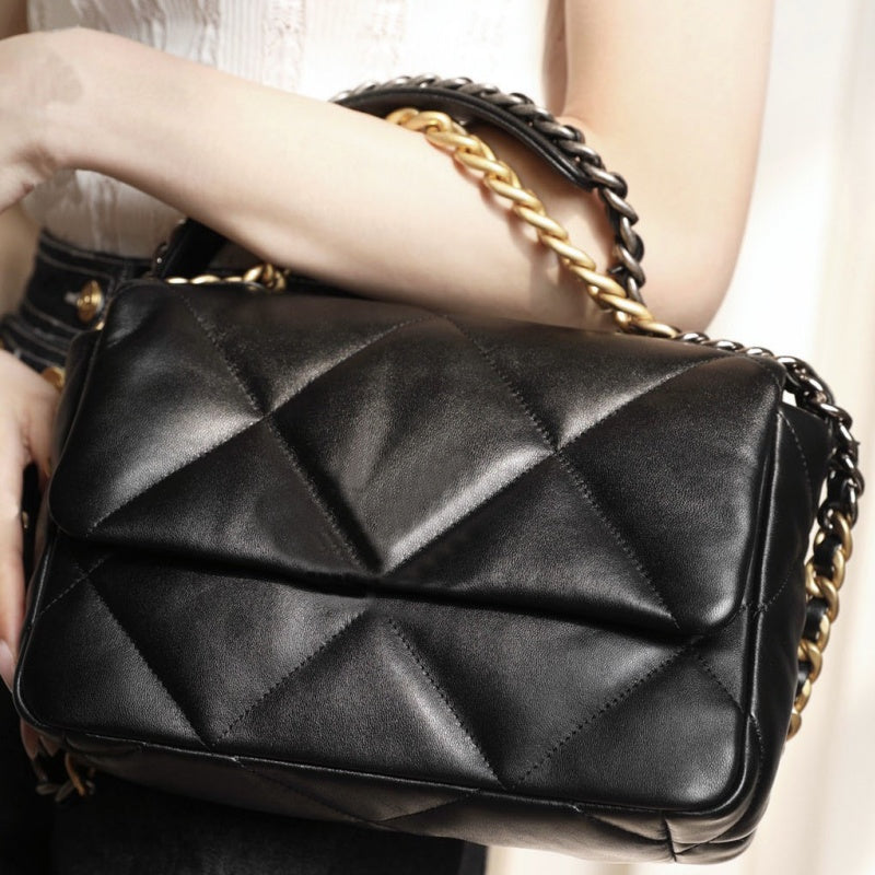 Mirror high-quality 10A genuine leather quilted flap wallet 26cm luxury designer women&#039;s diagonal shoulder gold and silver chain shoulder bag h