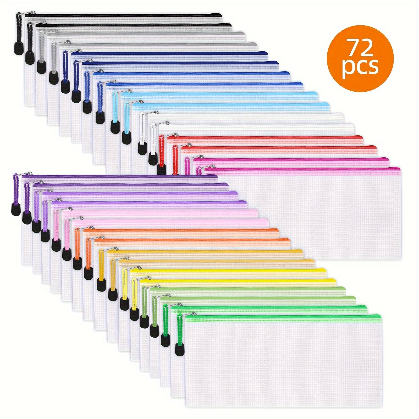 TEMU 36-72pcs Easter Small Mesh Zipper Bags, Vibrant Bulk Pencil Case, 12-16 Colors, A4-a5 Size Pvc Plastic Storage Bags For Puzzle, Board Game,