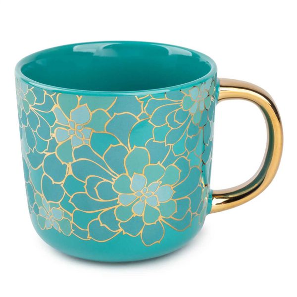 Stoneware Coffee Mug16 Fl Oz Teal Succulent Dishwasher Safe and For Everyday Use Stoneware Perfect for Any Home Coffee and Tea Y240813