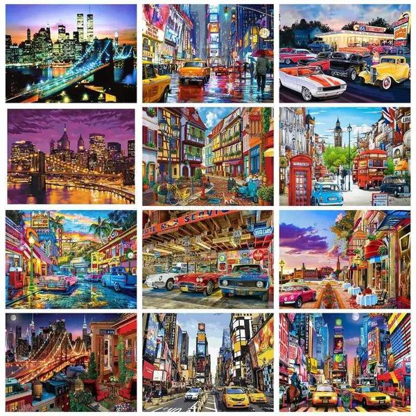 RUOPOTY 40x50cm Painting By Numbers Paint Kit City Street Landscape Picture Drawing For Adult Coloring By Numbers Cars On CanvasXJ240803