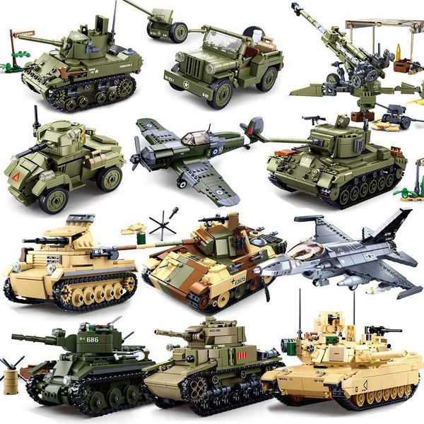 Aircraft Bomber Model Architecture Toys Military Armored Tanks World War II Aircraft Army Trucks Armored Vehicles Childrens Building Blocks