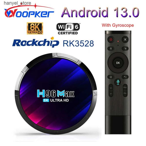 Android TV Box Woopker TV Box Android 13 H96 MAX RK3528 Rockchip 3528 Quad Core 8K Media Player Wifi6 BT5.0 2GB 16GB Google Voice Set Top Bo