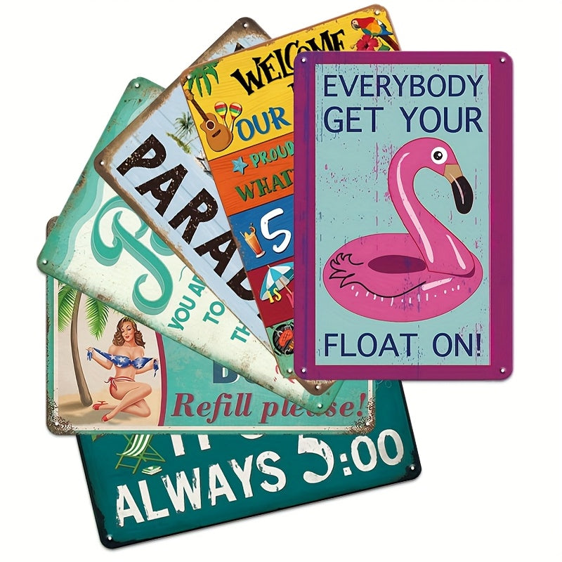 TEMU 6pcs Pool Rules Tin Sign For Outside Swimming, Welcome To Our Patio Metal Tin Signs For Beach Garden Outdoor Signs Wall Decor 8x12 Inch