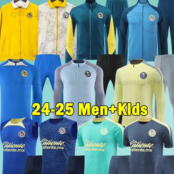 24 25 Club America Soccer Sets B.RODRIGUEZ HENRY D.VALDES FIDALGO 2024 2025 CA Long sleeve Trench coat Jacket Tracksuits Player Men Uniforms
