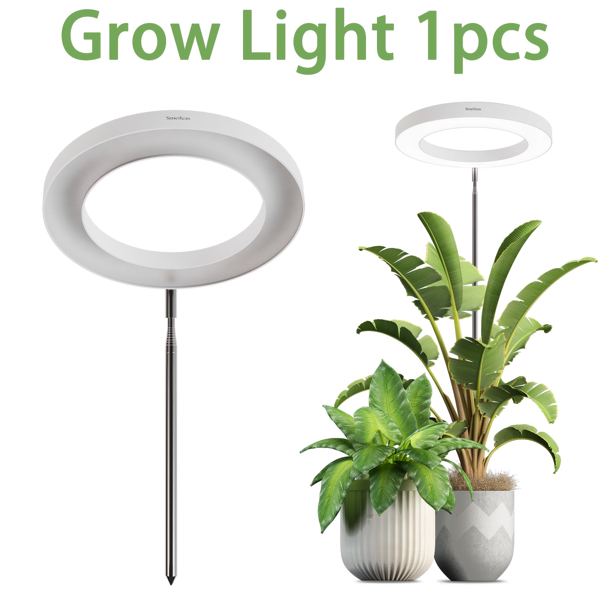 TEMU [55" Grow Light] Led Grow Light For Indoor Plants, Full Floor Standing Lamp With Adjustable Height Pole, 3-9-12h Auto Timer, 10 Brightness