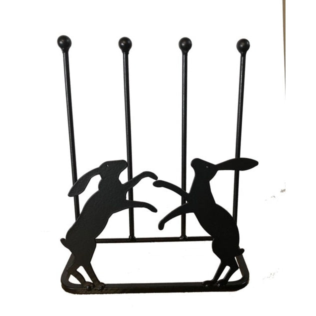 Poppy Forge 2 Pair Boot Rack - Boxing Hares In Black