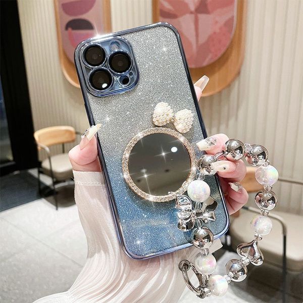 free shipping Cell Phone Cases bling With a mirror fashion Rhinestone Case Anti-drop iphone 15 14 13 12 11 pro max With Lens Film Protective
