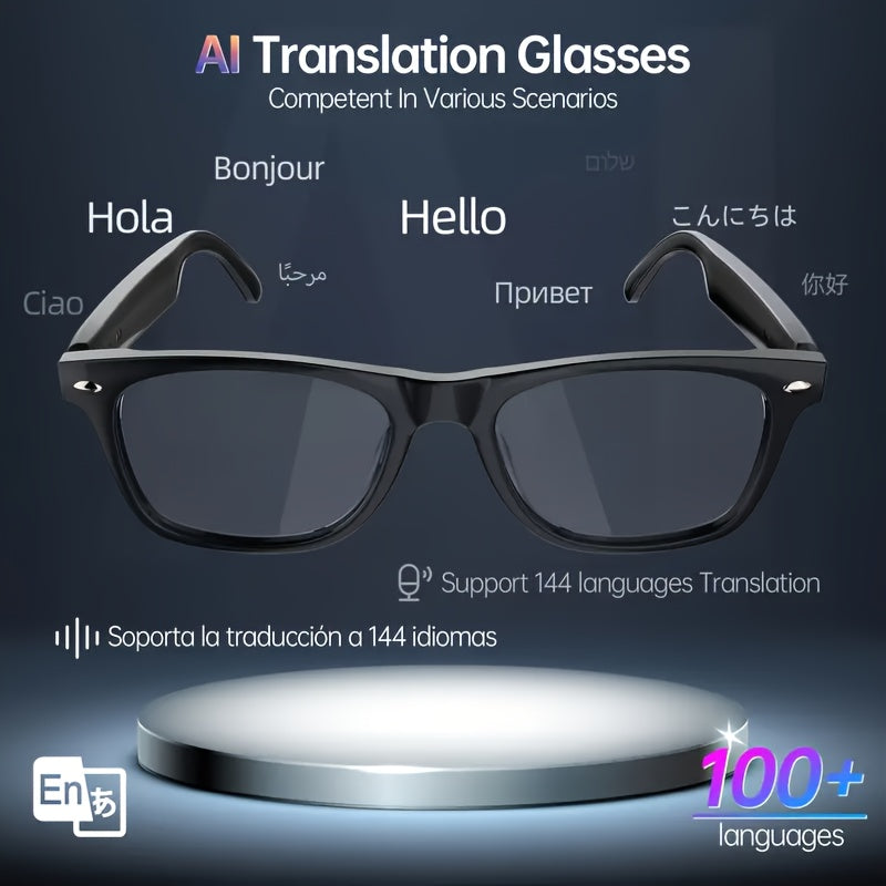 TEMU 144 Language Translation, Blue Light Filtering, Polarized Lenses, Low Latency Audio, Built-in Microphone Speaker, Ai , Compatible With Ios-, Usb