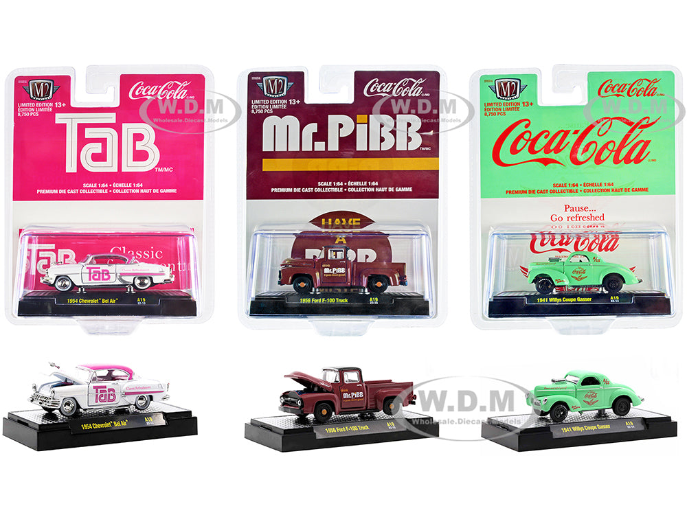 "Sodas" Set of 3 pieces Release 19 Limited Edition to 8750 pieces Worldwide 1-64 Diecast Model Cars by M2 Machines