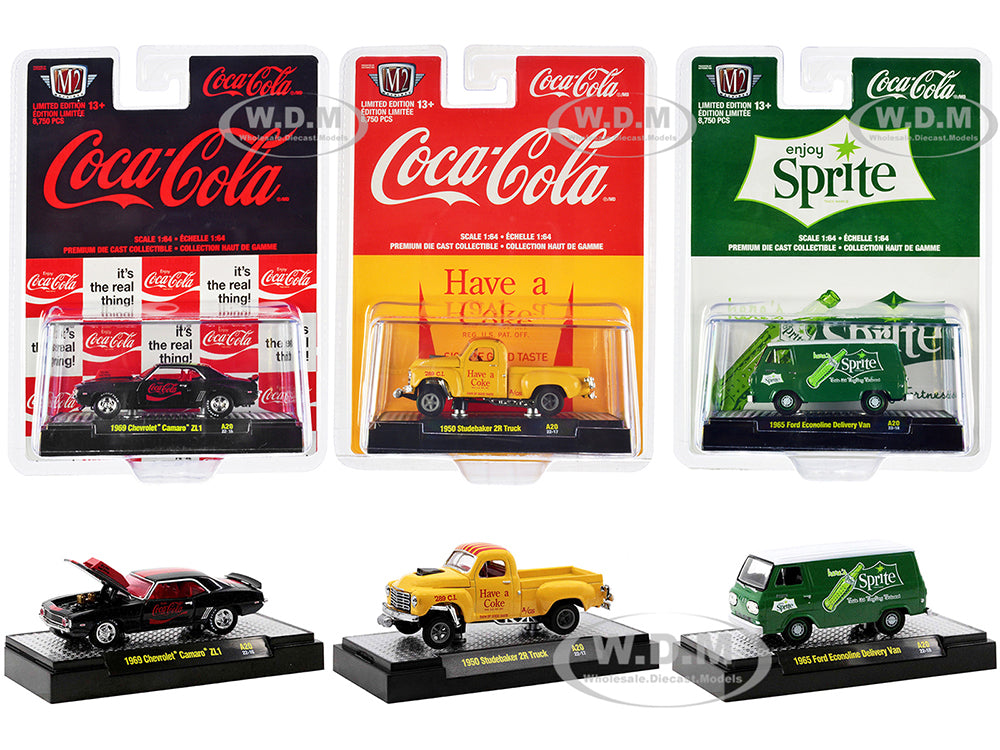 "Sodas" Set of 3 pieces Release 20 Limited Edition to 8750 pieces Worldwide 1-64 Diecast Model Cars by M2 Machines