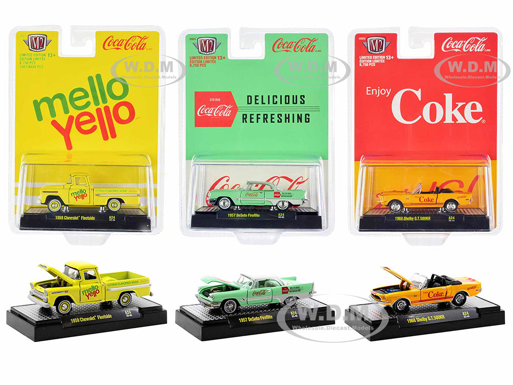 "Sodas" Set of 3 pieces Release 24 Limited Edition to 8750 pieces Worldwide 1-64 Diecast Model Cars by M2 Machines