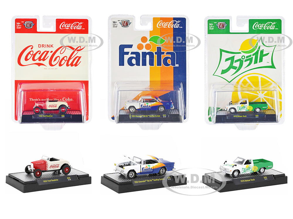 "Sodas" Set of 3 pieces Release 33 Limited Edition to 9250 pieces Worldwide 1-64 Diecast Model Car by M2 Machines