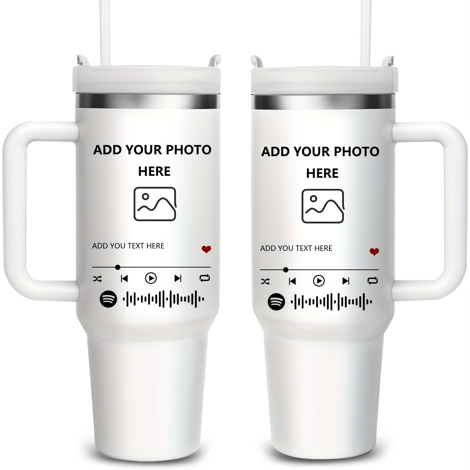 TEMU 1 Pc 40 Oz-16 Oz Custom Photo Song Code Insulated Tumbler With Lid And Straw, Double Wall, Add Name, Coffee Tea Cup, Keep Hot 6h-cold 12h, ,