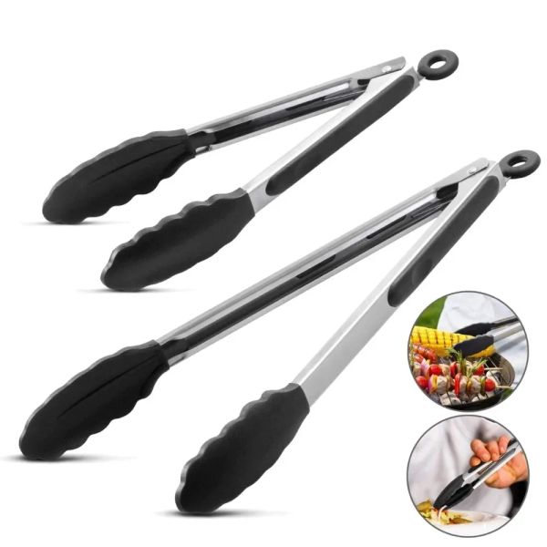 Utensils Premium Kitchen Silicone 9 12 Inch BPA Free NonStick BBQ Cooking Grilling Locking Food Tongs