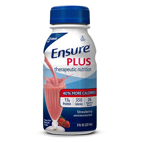 Ensure Plus Therapeutic Nutrition Shake Strawberry Shake  8 oz Bottle, Case