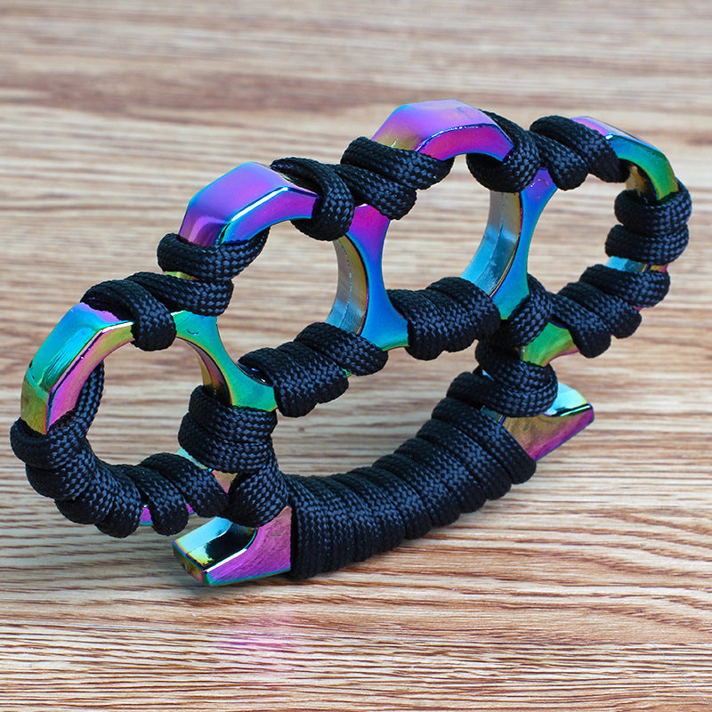 Colorful Umbrella Rope Knuckle Duster Boxing Self Defense Four Finger Buckle Window Breaker Outdoor Camping EDC Tool