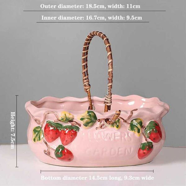 Planters Pots Ceramic Flower Pot Cute Strawberry Succulent Plant Pots Vase Green Plants Planter for Indoor Plants Pot Home Desktop Decoratio