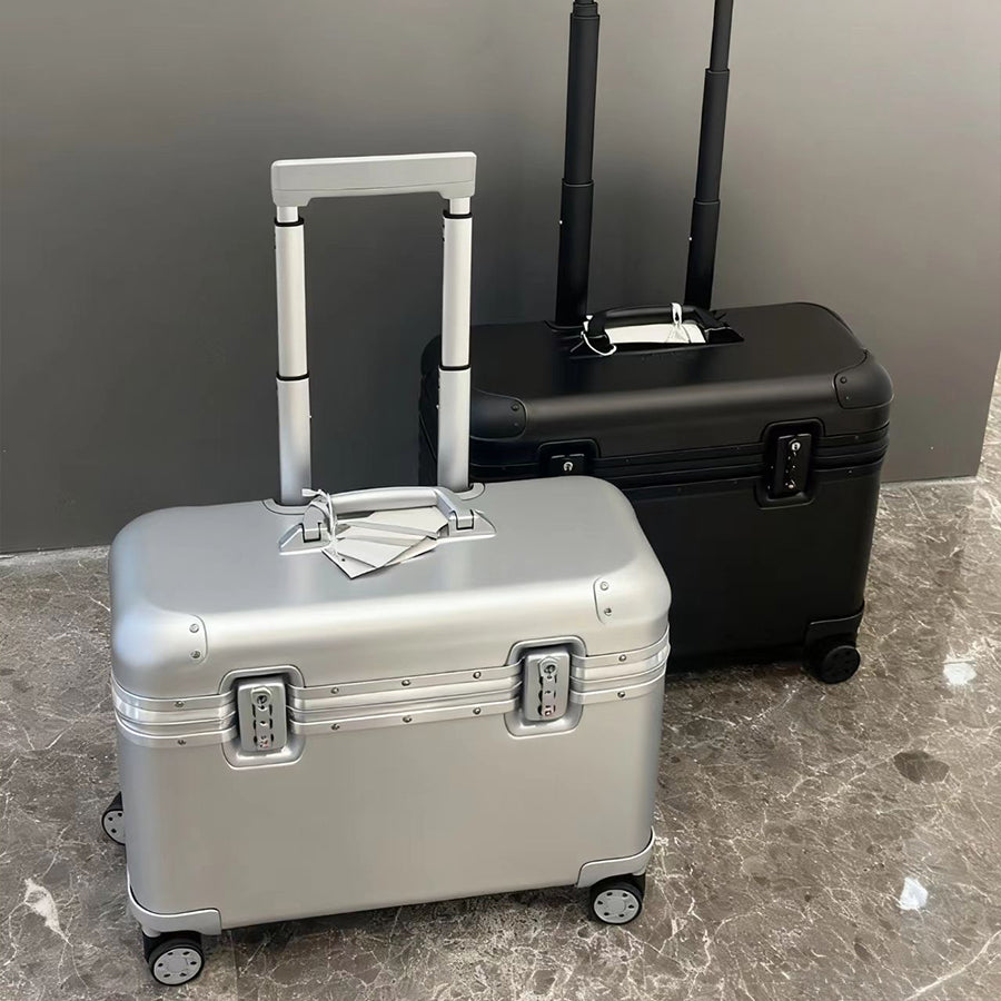 Designer Luggage suitcase Aluminum Alloy Hard Shell Rolling Trolley Silent Wheels Elegant Look Perfect for International Journeys Multiple Sizes