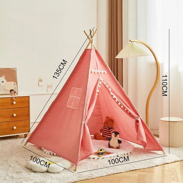 1.35m Tent For Kid Play House Wigwam for Children Portable Child Tipi Tents Teepee Toddler Ball Pit Girl Castle Play House 240530