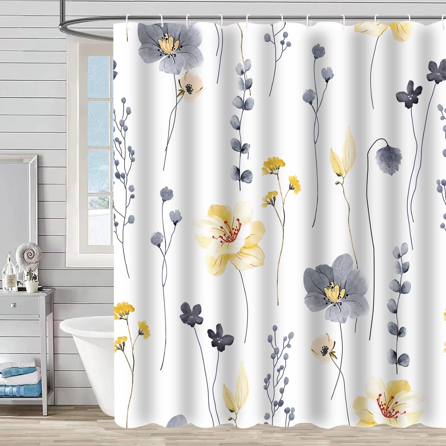 YL-37249 waterproof shower curtain 3D printing tropical jungle plant leaves and flowers polyester shower curtain with hook