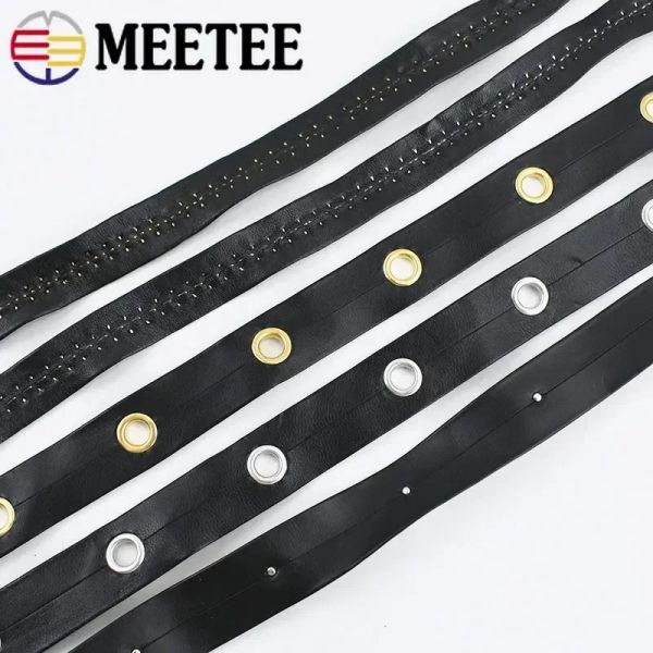 2-4-10M 10--15--20mm Soft PU Leather Rivet Ribbons Bracelet Bags Edge Eyelets Band Lace Rope DIY Clothing Sewing Accessories